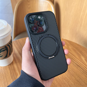 
Pivot shell is suitable for Apple 17promax mobile phone case 360 ​​rotating bracket iPhone 16promax protective case magnetic suction 15 anti-fall Kevlar carbon fiber pattern 14 simple high-end Q sleeve
