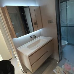 Non-Perforated Ceramic Integrated Basin Bathroom Cabinet Wall-Mounted Sink Without Faucet Hole Custom Washbasin Handwashing Basin Vanity