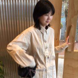 Japanese Retro Shirt for Women, Spring 2026 New Thin Design, Niche Casual Embroidered Lapel Long-Sleeve Shirt
