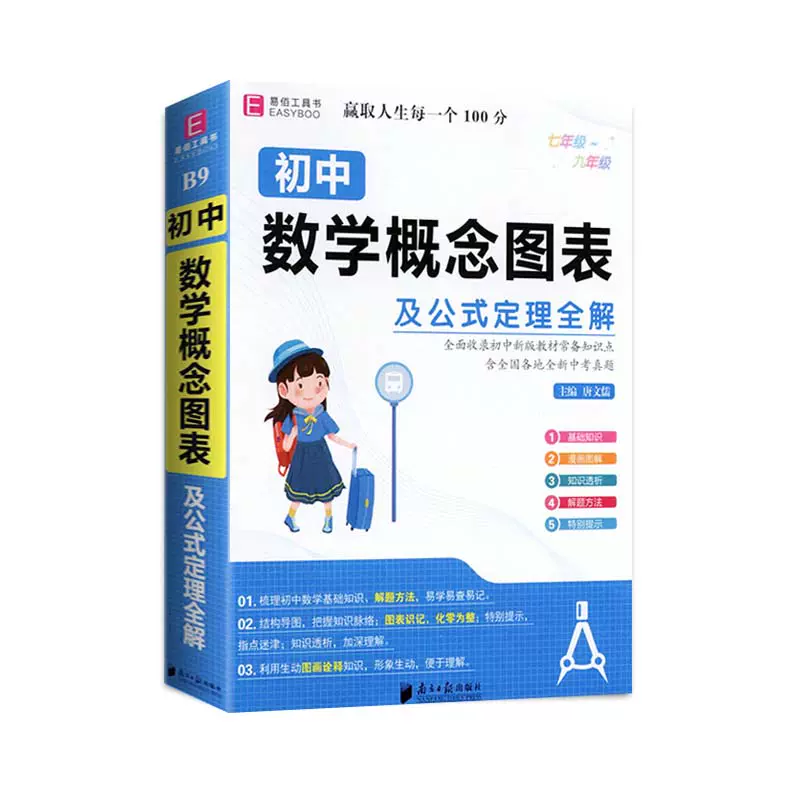 袖珍掌中宝七八九年级初中数学概念图表及公式定理全解21年100易佰工具书常备知识点全国各地中考真题精选中学数学参考资料