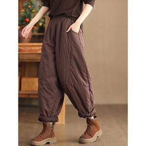 
Foreign trade original lightweight down cotton trousers for women's outer wear in winter with elastic waist, loose and versatile, thickened and warm bloomers, trendy