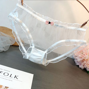 
Summer fully transparent sexy lace panties for women to tempt young women, sexy, traceless, fashionable solid color briefs, mid-low waist
