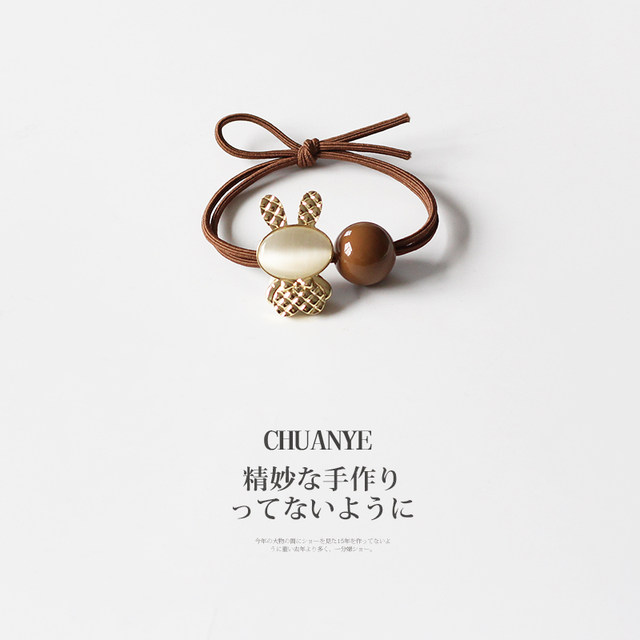 Kawano Rabbit hair band headband Internet celebrity temperament rubber band high elasticity and durability hair tie Japanese and Korean exquisite leather case for women