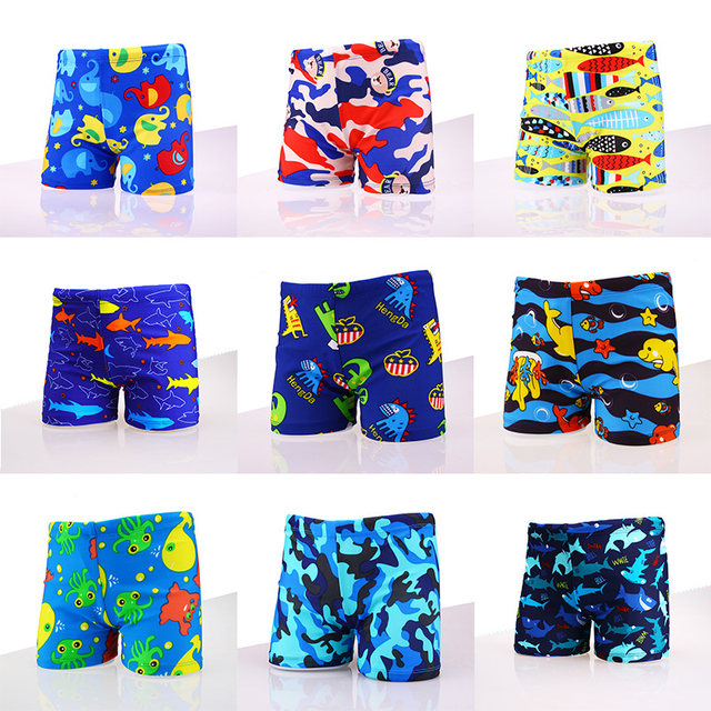 New boy swimming trunks cute cartoon hot spring flat -angle children swimming trunks Children Baby Swimming Room Swimsuit
