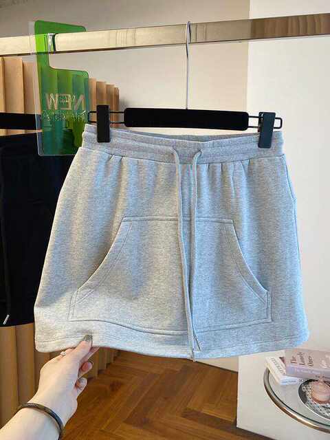 
Large size fat girl French high-end feel loose and casual high waist A-line sports short skirt for women's summer sweet and spicy hip skirt
