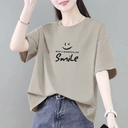 Big Brand Cut-Label Export Clearance Women's Clothing 100% Pure Cotton Fashionable Short-Sleeve T-Shirt Summer Loose Slimming Casual Top