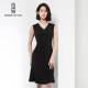 Famous Teacher Road Black V -neck -of -sleeveless A -line dress Female Summer New Slim Mid -Waist Lady Momas