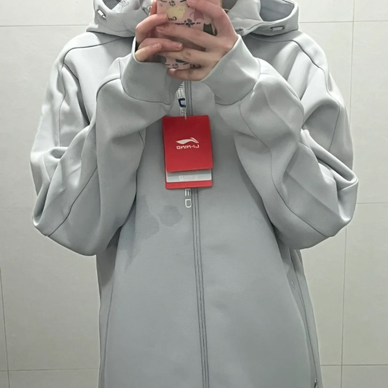 Li Ning coat 2024 spring and autumn new men's and women's same sports loose long -sleeved cardigan hooded sweater, lady

