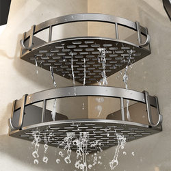 Bathroom Triangular Storage Shelf, No-Drill Toilet Washbasin Wall-Mounted Organizer, Shower Wall-Hanging