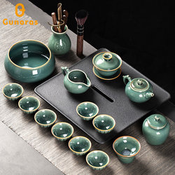 Kung Fu Tea Set, Jingdezhen Household Chinese-Style High-End Luxury Ceramic Teapot and Teacup Set with Gift Box