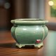 New gardening ice cracked hexagonal square bonsai kiln turned retro Song porcelain breathable home potted large green plant flower pot