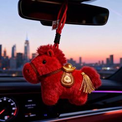 【Get Rich Soon】Year of the Horse Car Hanging Ornament 2026 New Year Decoration Lucky Charm Festive New Year Greetings
