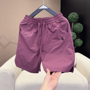 
2025 summer men's quick-drying thin breathable five-point pants punched loose casual and versatile simple embroidered shorts
