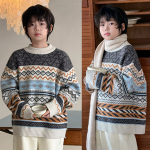 
G+ children's clothing for boys and girls thickened sweater 2025 winter new style medium and large children's pullover children's sweater 52897