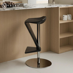Italian Minimalist Bar Stool, Modern Household Fiberglass Bar Chair, Rotating Adjustable High Stool, Villa Island Chair