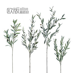 Artificial European-Style Olive Leaf and Fruit Branch Landscape Green Tree for Indoor Nordic-Style Living Room, Dining Table, and Entryway Decoration