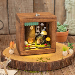 A-Ying Figurine Wooden House Ornament Stress-Relief Niche Practical Graduation Gift Shoe Cabinet Japanese-Style Healing Night Light Decoration for Women