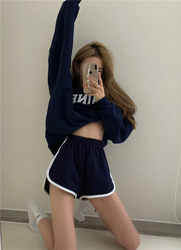 American Retro Schoolgirl Bm Style Casual Sports Shorts for Women, Loose Fit, Outerwear, Wide-Leg A-Line Hot Pants for Summer