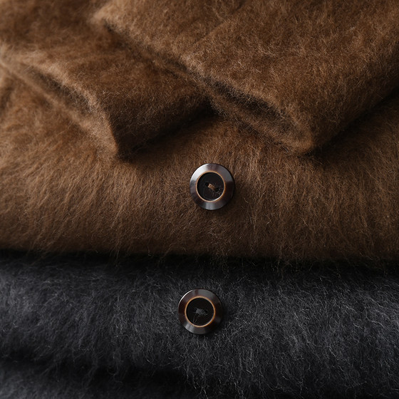 
Taomodao [Town Shop Battle Robe] Luxurious Warm Cashmere Wool Brushed Double-Breasted Mid-Length Double-sided Woolen Coat for Women