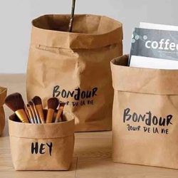 Washable Storage Bags Kraft Paper Bags Dried Flowers Green Plants Flower Pots ins Packaging Bags Thick Bread Toast Food Oil-Proof