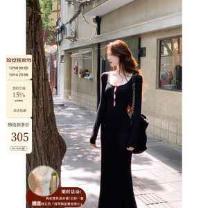 
Eat green dishes [Ballet crispy] French high-end vest set with pure knitted dress for women in autumn