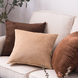 Solid Color Pillow Car Sofa Cushion Simple Home Pillow Headboard Backrest Striped Flannel Square Pillow Cushion Cover