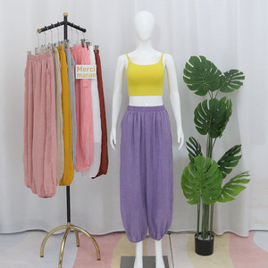 
National style cotton and linen loose and versatile elastic yoga bloomers sports Pilates leggings Zen yoga pants loose
