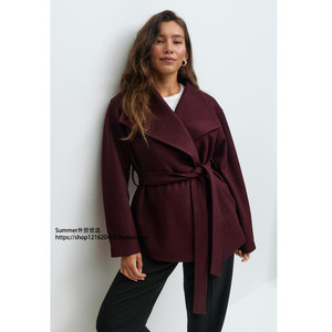 
2025 European and American stand-collar double-sided coat autumn and winter high-end mid-length thickened woolen coat Wrap Coat