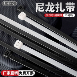 Self-Locking Nylon Cable Ties, Plastic Tensioners, Strong Cable Ties, Fixed Binding Strips, Black and White Buckle Cable Ties