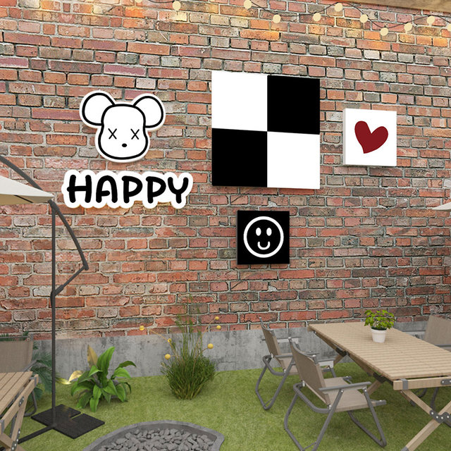 Store background wall hanging paintings of milk tea shop layout 3d ...
