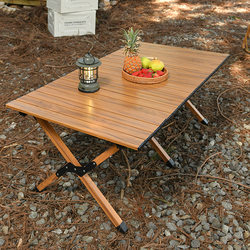 Japanese Outdoor Folding Table Aluminum Alloy Egg Roll Table Camping Equipment Picnic Supplies Table and Chair Carbon Steel Barbecue Table