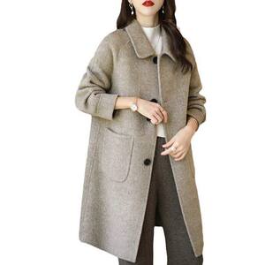 
Woolen mid-length temperament slim thickened jacket 2024 Korean version new noble and elegant women's clothing Haiyunwuzhi