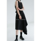 With her original niche design Hong Kong wind, handsome high waist, high waist irregular workplace street drooping A -shaped suit skirt