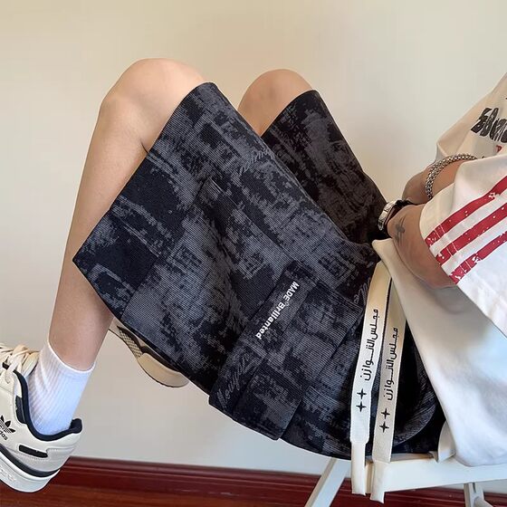 
Large size 300*0.5kg men's tie-dye overalls shorts loose straight fit boys summer casual outdoor sports pants