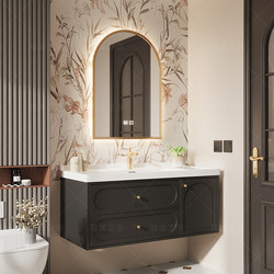 40cm Deep Ceramic Integrated Basin Bathroom Cabinet Combination, Ultra-Narrow 40cm Small Apartment Washbasin Cabinet, Washbasin, Vanity