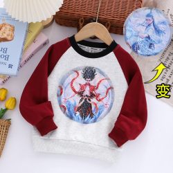 Nezha Clothing Children's Pattern-Changing Sweatshirt Loose Fit Boys Reversible Color-Changing Sequin T-Shirt Trendy Cool Ao Bing National Trend Anime T-Shirt
