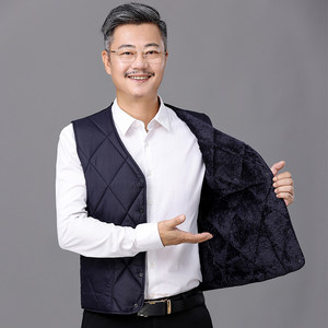 2024 new down cotton vest for men in autumn and winter middle-aged and elderly people plus velvet thickened warm vest vest vest vest dad outfit
