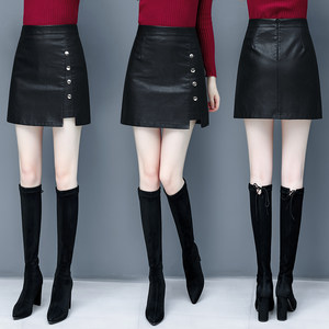 
Haining genuine leather skirt for women 2025 new autumn high-waisted black sheepskin mid-length hip-covering A-line skirt