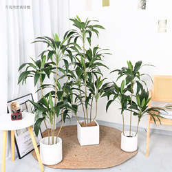 Simulated Green Plant Potted Velvet High-End Light Luxury Nordic Style Plant Bonsai Indoor Living Room Floor-Standing Artificial Tree Decoration