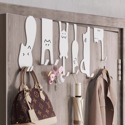 No-Drill Door Hook Storage Rack for Kitchen Cabinet Doors, Wall-Mounted Hanger for Clothes, Hats, and Keys