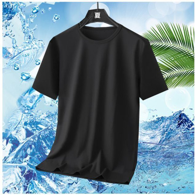 Mens Ice Silk Short Sleeve Tee Breathable Moisture Wicking Comfort For Warm Days Everyday Wear