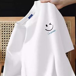 Clearance Men's Short-Sleeve T-Shirt Summer Hong Kong Style Trendy Loose Plus-Size Solid Color Breathable Half-Sleeve Undershirt for Men
