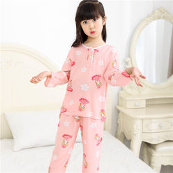 Baby Girl Pajamas Summer Thin Cotton Silk Kids Air-Conditioned Clothes Children's Long-Sleeved Baby Home Clothes Set