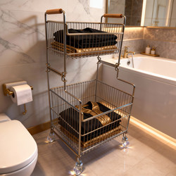 Bathroom Floor-Standing 304 Stainless Steel Storage Rack, Household Dirty Clothes Basket, Mobile Cart, Dirty Clothes Hamper, Clothing Storage Basket