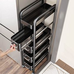 Kitchen Gap Storage Rack, Ultra-Narrow Gap Storage Cabinet, Multi-Layer Refrigerator Side Pull-Out Cabinet, Fruit and Vegetable Trolley Shelf