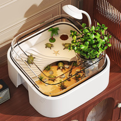 Turtle Breeding Tank for Home Use, Small Climbing Platform, Turtle Hatchling Breeding Box, Color-Changing Box, Special Visible Turnover Box for Hermit Crabs