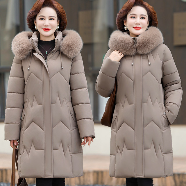 Middle-aged and elderly women's mid-length cotton-padded jackets for 50-year-old mothers winter down-padded jackets, middle-aged women's style cotton-padded jackets 2025 new style