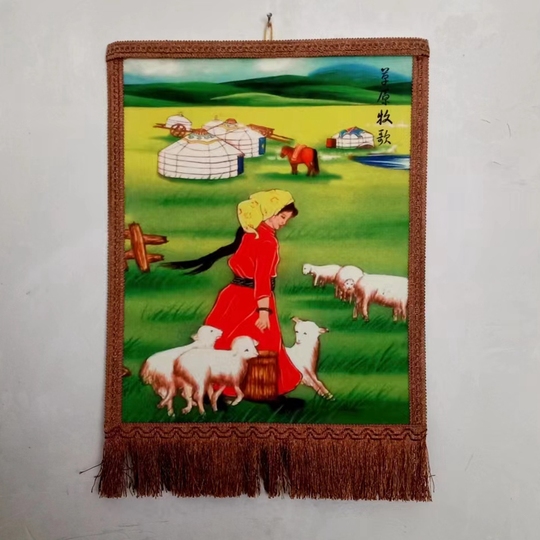 モンゴルフェルト絵画 チンギスハーン 壁飾り - 内モンゴル工芸品