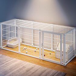 Dog Cage, Pet Enclosure, Escape-Proof Cat Cage, Cat Villa, Large, Medium, and Small Dog House, Integrated Training and Toilet Cage