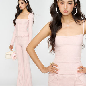 
[GINGER] 4muggle'White Girl Aesthetic' Towel Velvet Devil's Horns Sweatshirt Suspenders Boot-cut Pants